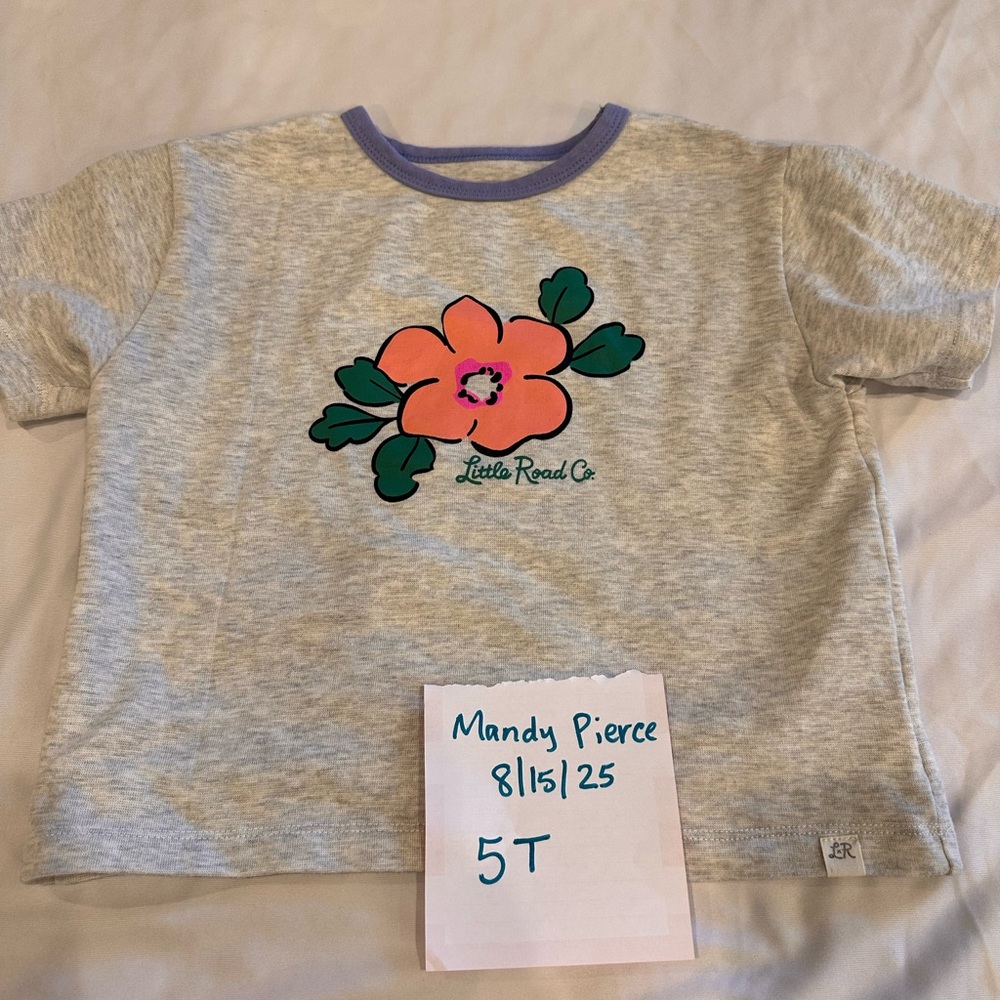 Little Road Co. 5T Gray Kids T-Shirt with Floral Design